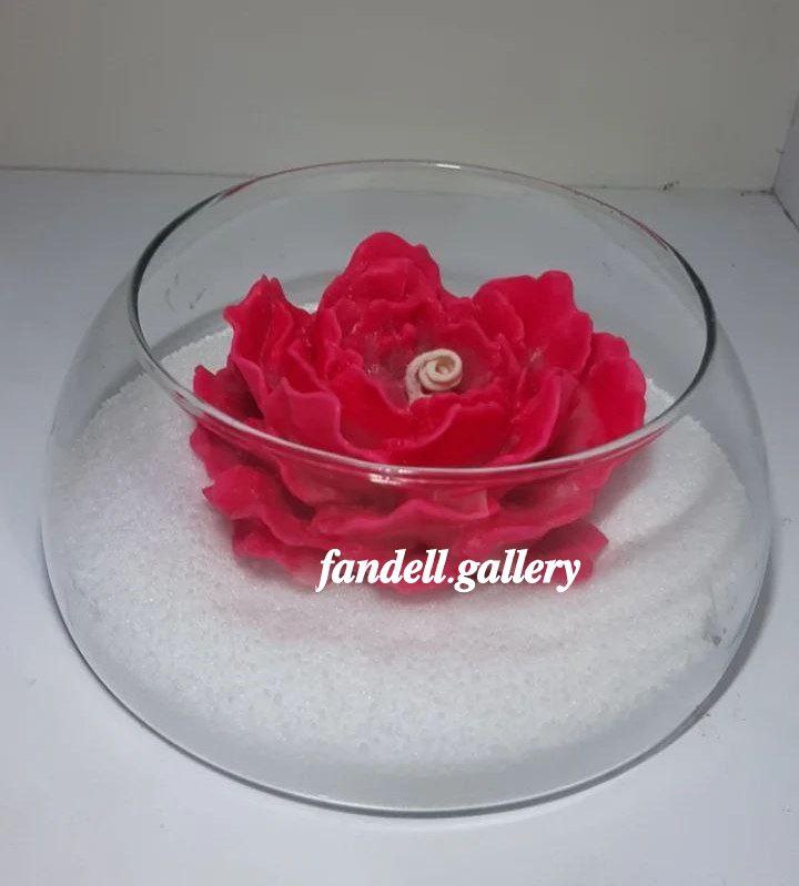 شمع گل صدپر در ظرف شیشه ای