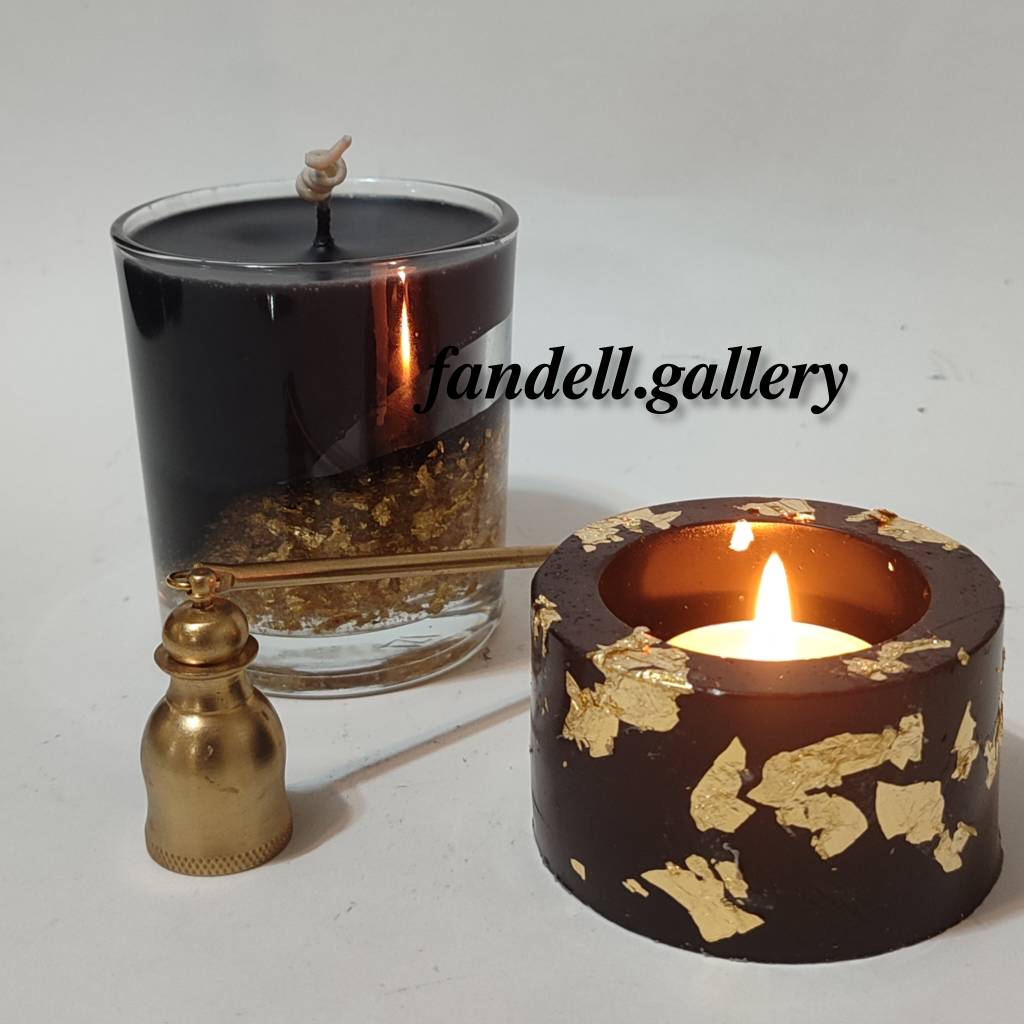 شمع معطر لیوانی با ورق طلا