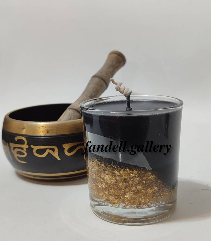 شمع معطر لیوانی با ورق طلا